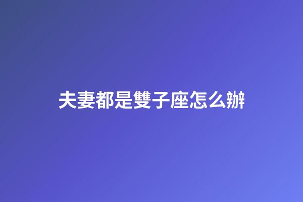 夫妻都是雙子座怎么辦-第1張-星座運勢-玄機派