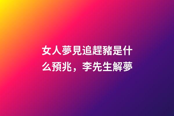 女人夢見追趕豬是什么預兆，李先生解夢-第1張-觀點-玄機派