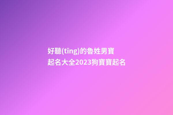 好聽(tīng)的魯姓男寶起名大全2023狗寶寶起名