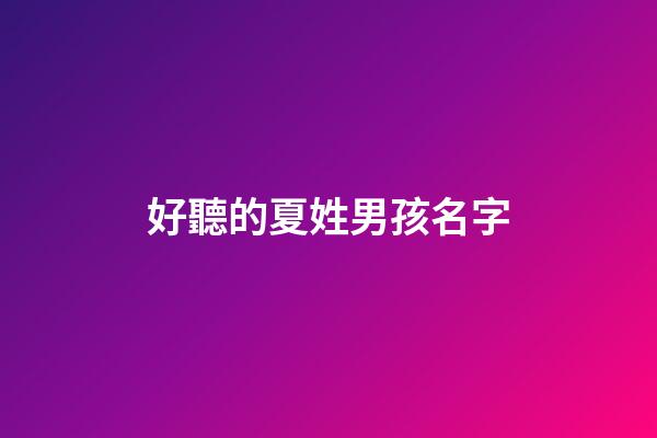 好聽的夏姓男孩名字(夏姓男孩氣質(zhì)高雅名字)-第1張-男孩起名-玄機派