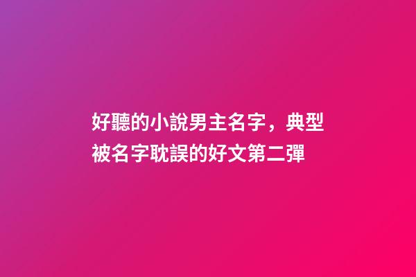 好聽的小說男主名字，典型被名字耽誤的好文第二彈-第1張-觀點-玄機派