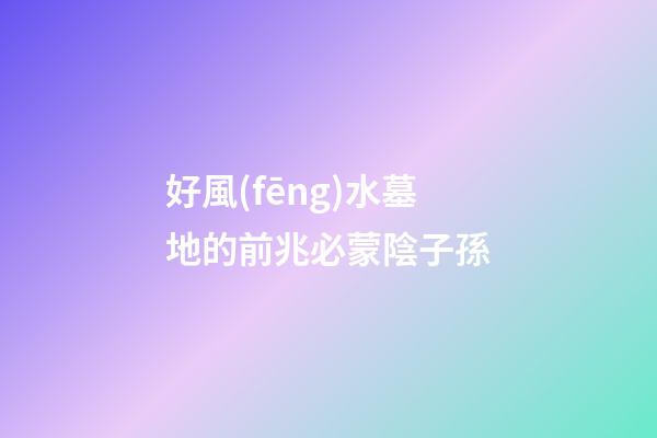 好風(fēng)水墓地的前兆必蒙陰子孫