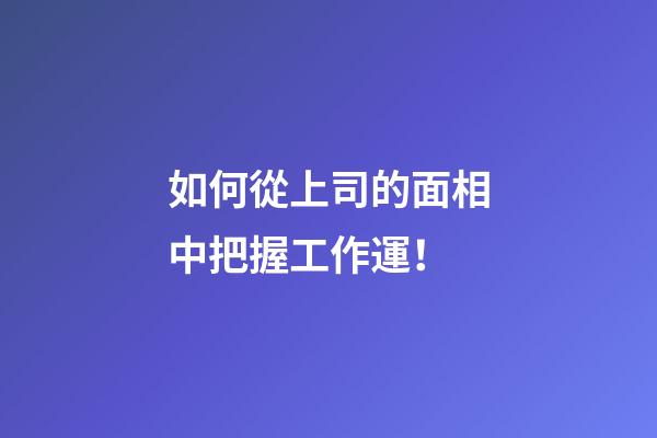 如何從上司的面相中把握工作運！