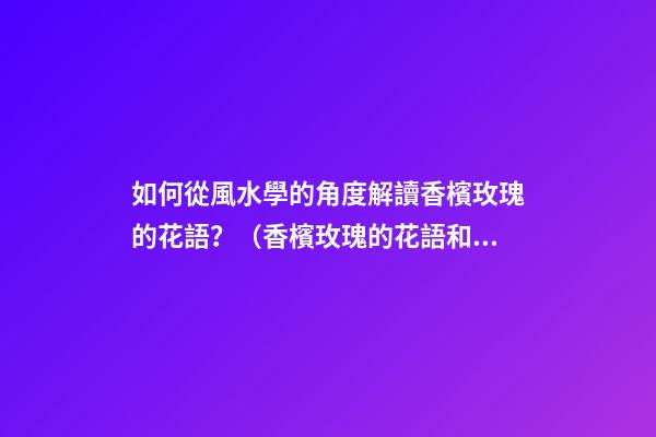 如何從風水學的角度解讀香檳玫瑰的花語？（香檳玫瑰的花語和象征）