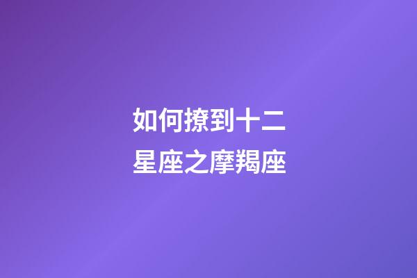 如何撩到十二星座之摩羯座-第1張-星座運勢-玄機派