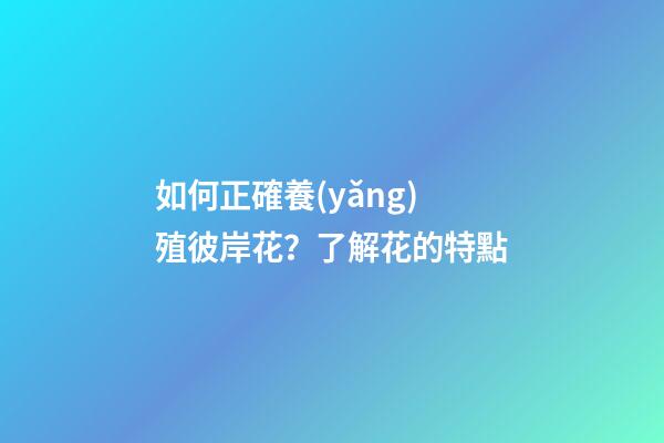 如何正確養(yǎng)殖彼岸花？了解花的特點