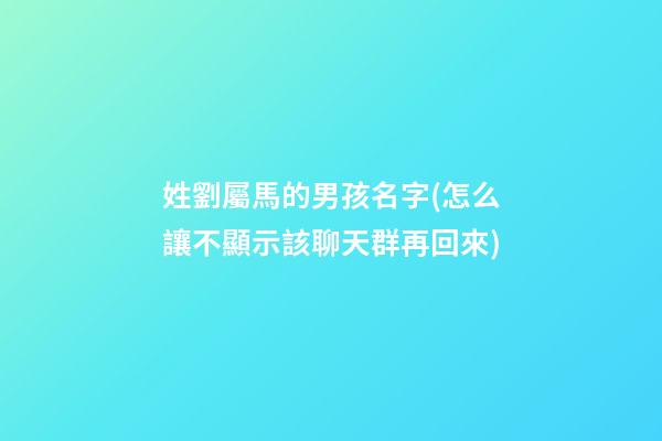 姓劉屬馬的男孩名字(怎么讓不顯示該聊天群再回來)