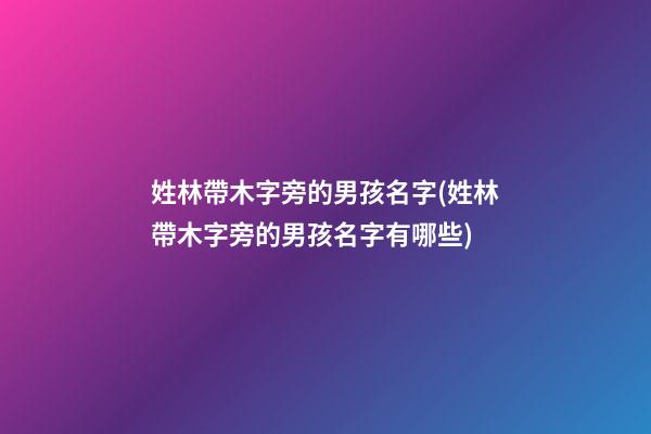 姓林帶木字旁的男孩名字(姓林帶木字旁的男孩名字有哪些)