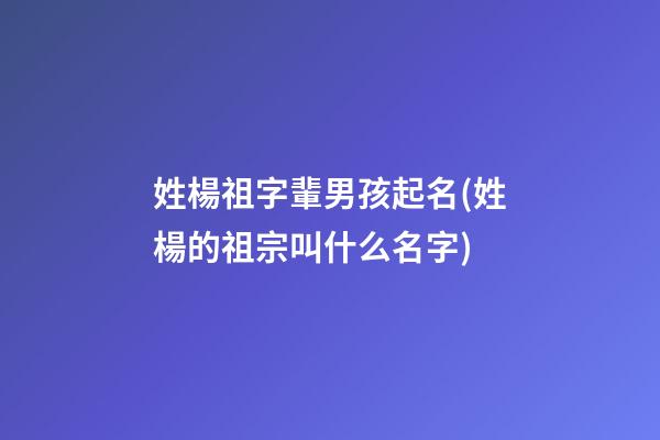 姓楊祖字輩男孩起名(姓楊的祖宗叫什么名字)