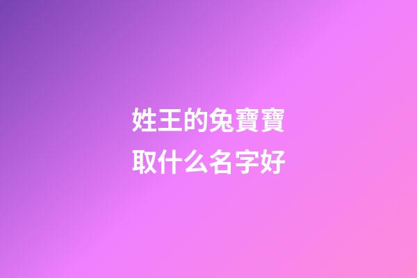 姓王的兔寶寶取什么名字好(姓王的兔寶寶取什么名字好呢)-第1張-寶寶起名-玄機派