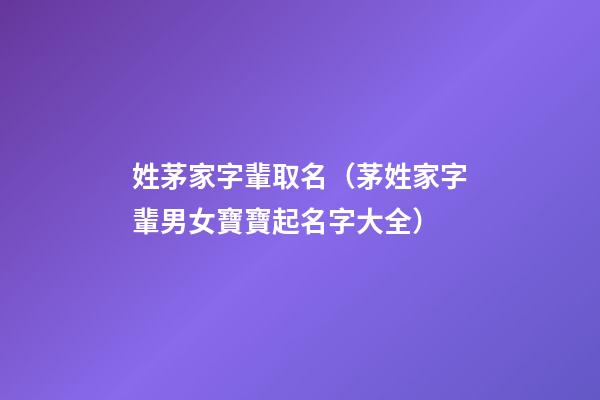 姓茅家字輩取名（茅姓家字輩男女寶寶起名字大全）