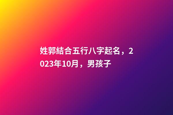 姓郭結合五行八字起名，2023年10月，男孩子
