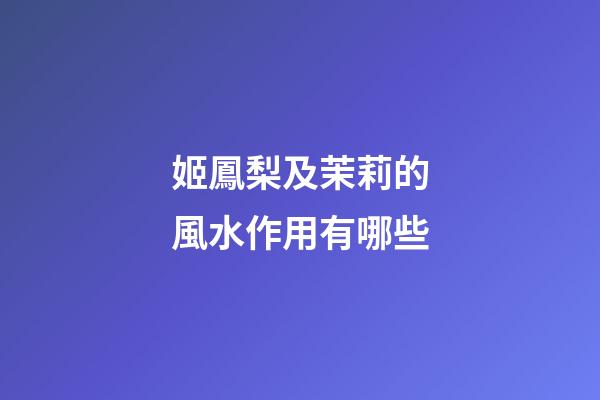 姬鳳梨及茉莉的風水作用有哪些?