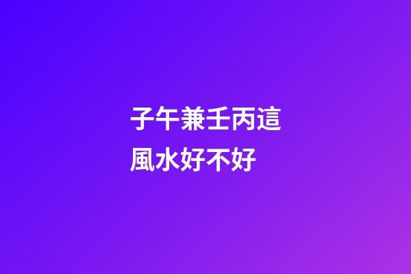 子午兼壬丙這風水好不好