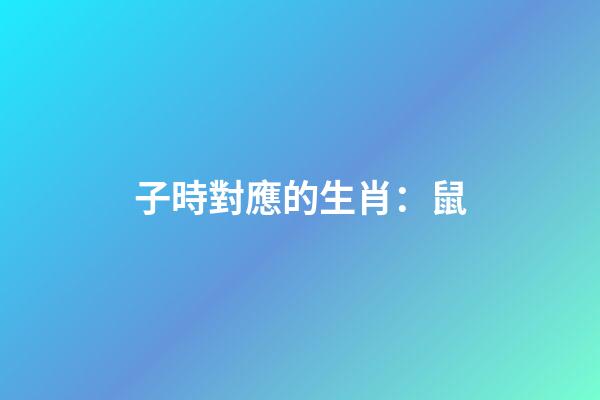 子時對應的生肖：鼠