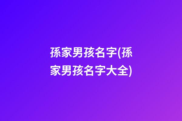 孫家男孩名字(孫家男孩名字大全)