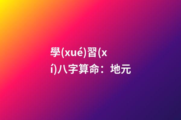 學(xué)習(xí)八字算命：地元