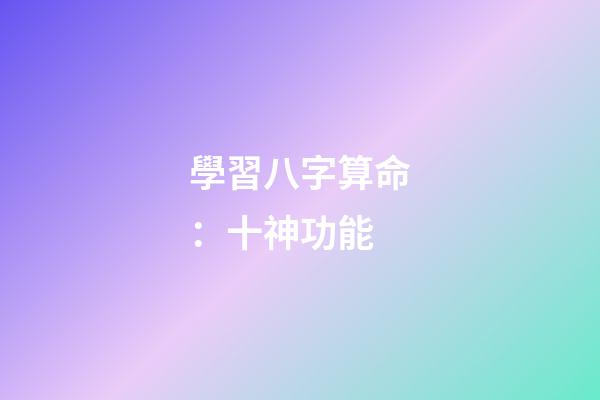 學習八字算命：十神功能