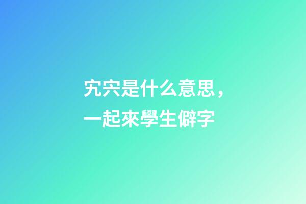 宄宍是什么意思，一起來學生僻字-第1張-觀點-玄機派