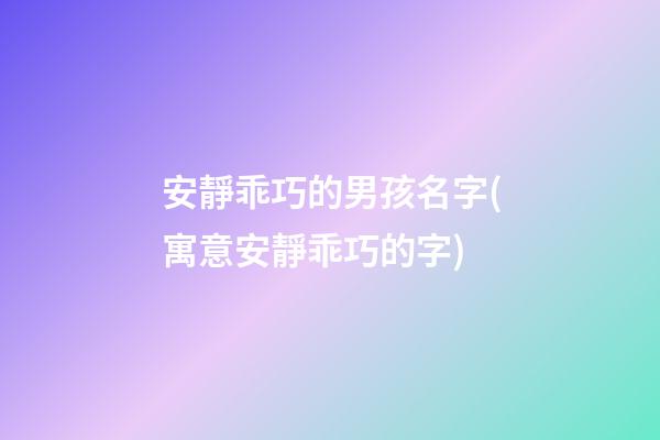 安靜乖巧的男孩名字(寓意安靜乖巧的字)