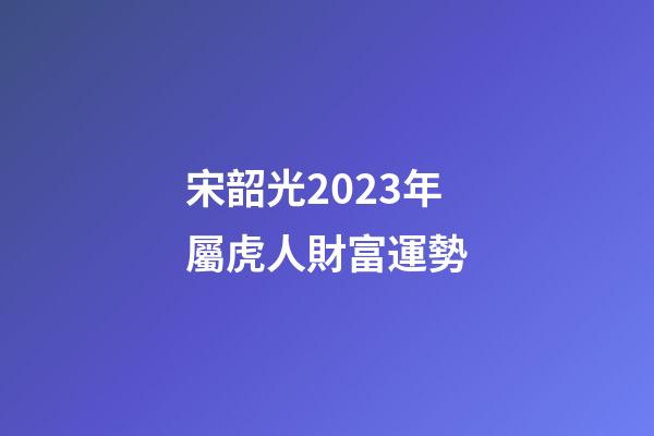 宋韶光2023年屬虎人財富運勢