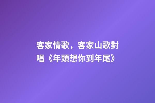 客家情歌，客家山歌對唱《年頭想你到年尾》-第1張-觀點-玄機派