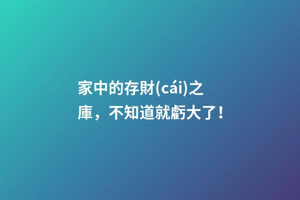 家中的存財(cái)之庫，不知道就虧大了！