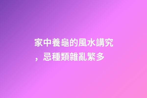 家中養龜的風水講究，忌種類雜亂繁多
