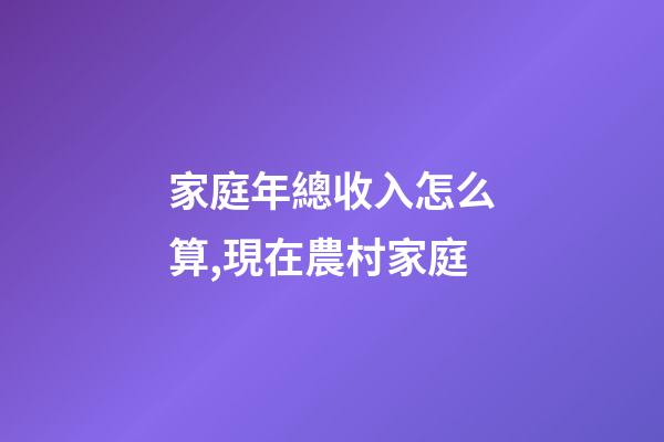 家庭年總收入怎么算,現在農村家庭-第1張-觀點-玄機派