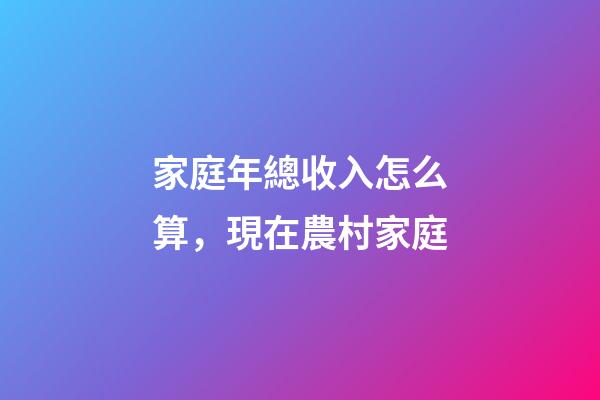 家庭年總收入怎么算，現在農村家庭-第1張-觀點-玄機派
