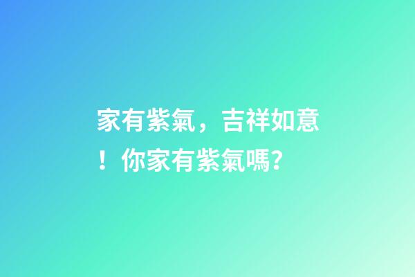 家有紫氣，吉祥如意！你家有紫氣嗎？
