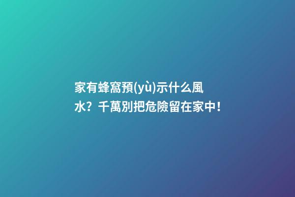 家有蜂窩預(yù)示什么風水？千萬別把危險留在家中！
