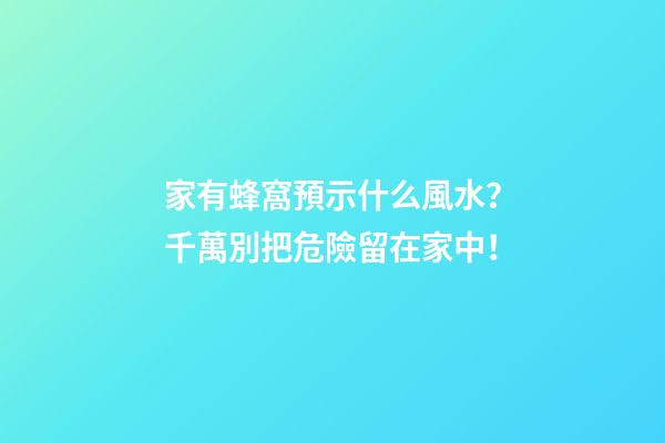 家有蜂窩預示什么風水？千萬別把危險留在家中！