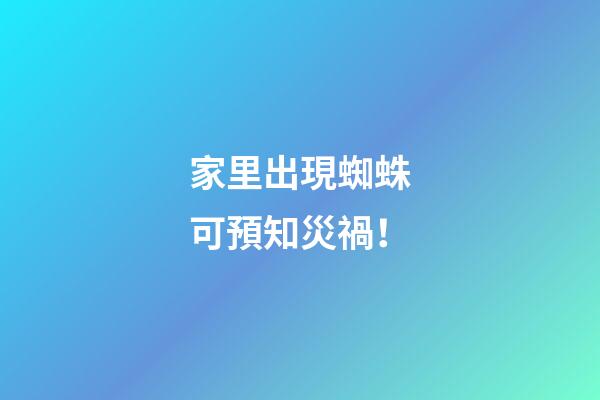 家里出現蜘蛛可預知災禍！