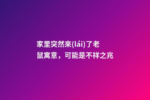 家里突然來(lái)了老鼠寓意，可能是不祥之兆