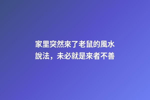 家里突然來了老鼠的風水說法，未必就是來者不善