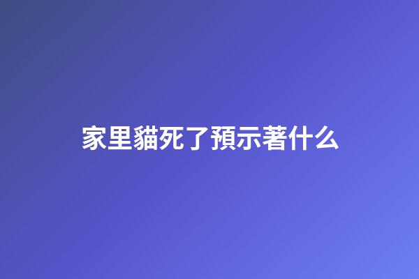 家里貓死了預示著什么