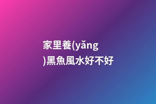 家里養(yǎng)黑魚風水好不好