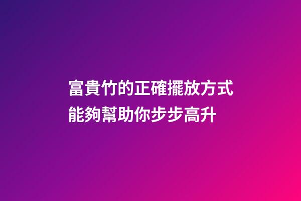 富貴竹的正確擺放方式能夠幫助你步步高升