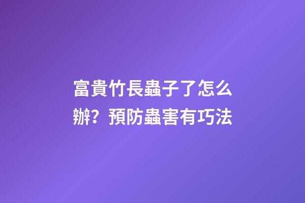 富貴竹長蟲子了怎么辦？預防蟲害有巧法