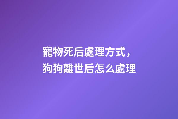 寵物死后處理方式，狗狗離世后怎么處理-第1張-觀點-玄機派