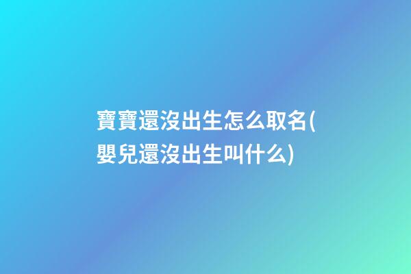寶寶還沒出生怎么取名(嬰兒還沒出生叫什么)
