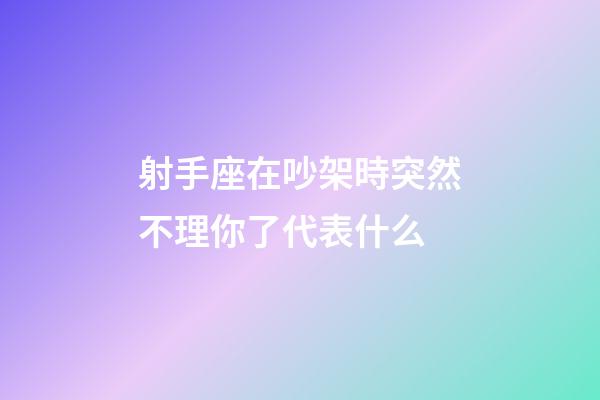 射手座在吵架時突然不理你了代表什么-第1張-星座運勢-玄機派