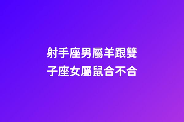 射手座男屬羊跟雙子座女屬鼠合不合-第1張-星座運勢-玄機派