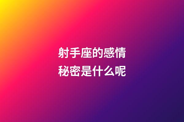 射手座的感情秘密是什么呢-第1張-星座運勢-玄機派