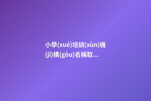 小學(xué)培訓(xùn)機(jī)構(gòu)名稱取名