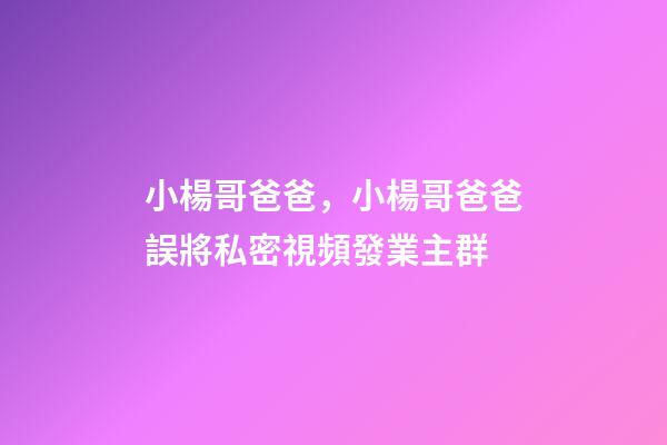 小楊哥爸爸，小楊哥爸爸誤將私密視頻發業主群-第1張-觀點-玄機派