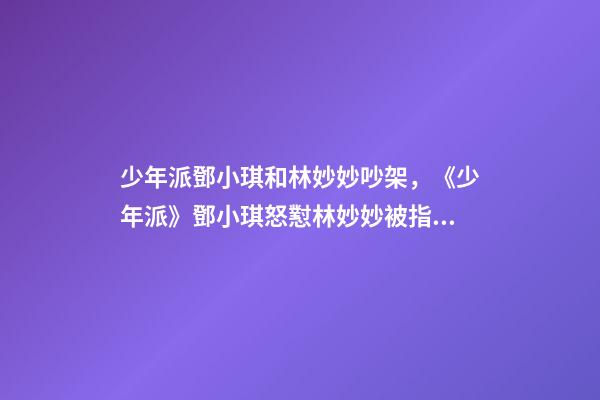 少年派鄧小琪和林妙妙吵架，《少年派》鄧小琪怒懟林妙妙被指“心機重”-第1張-觀點-玄機派