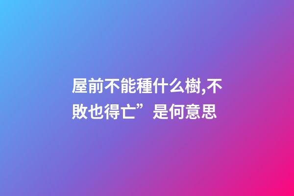 屋前不能種什么樹,不敗也得亡”是何意思-第1張-觀點-玄機派