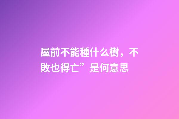 屋前不能種什么樹，不敗也得亡”是何意思-第1張-觀點-玄機派